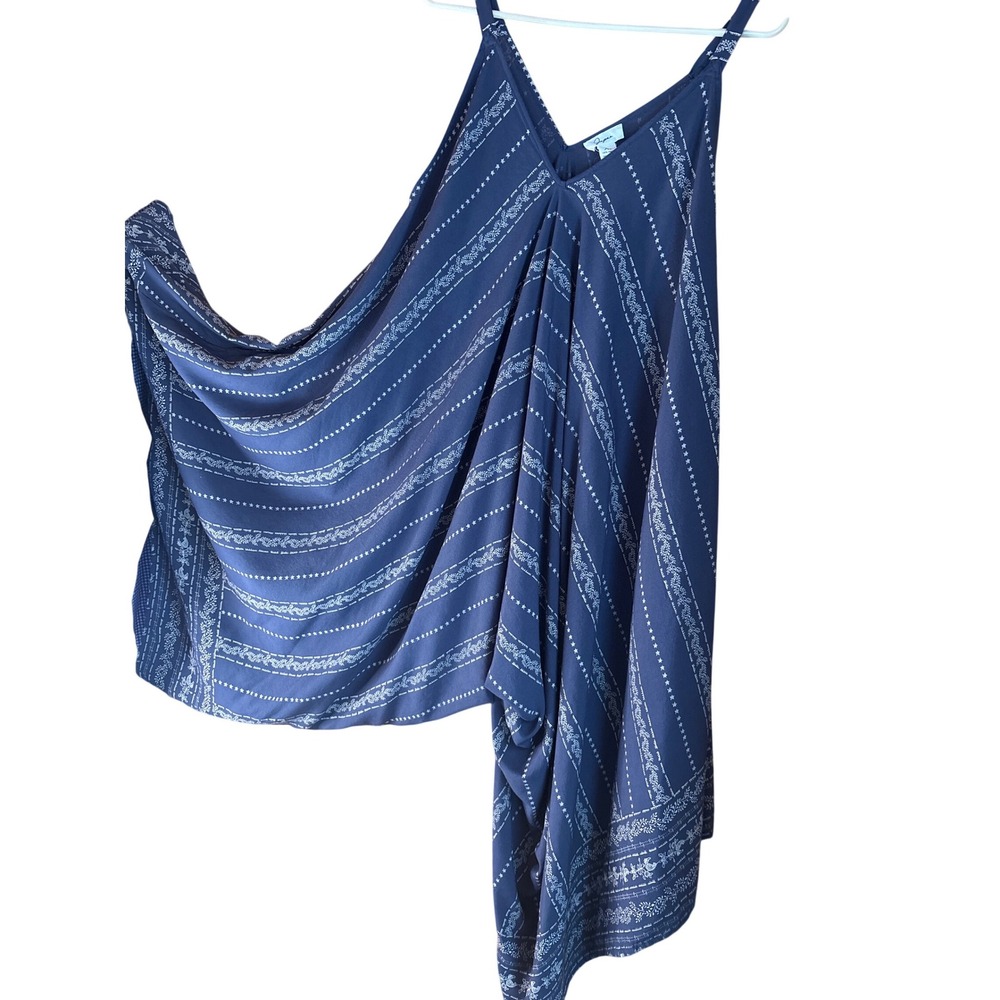 Joie Navy White Striped Viscose Gauze Asymmetrical Midi Pants Dress XS